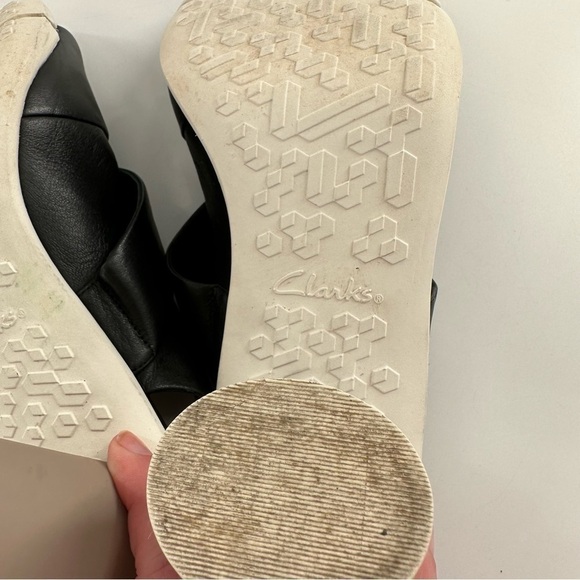 Clarks heels size 9 40 black taupe leather avant-garde color blocking funky - Picture 12 of 13